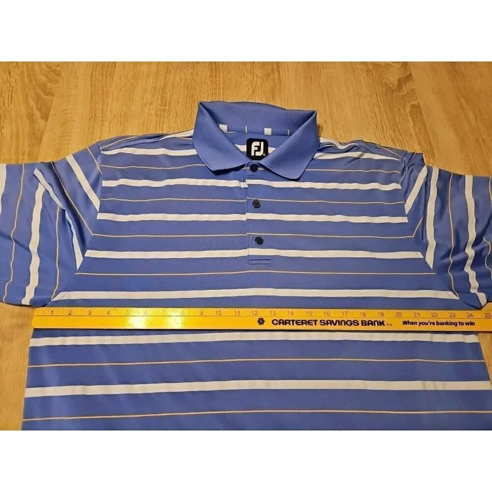 FootJoy FJ Short Sleeve Golf Polo Shirt Blue/White Striped Men’s Size XL